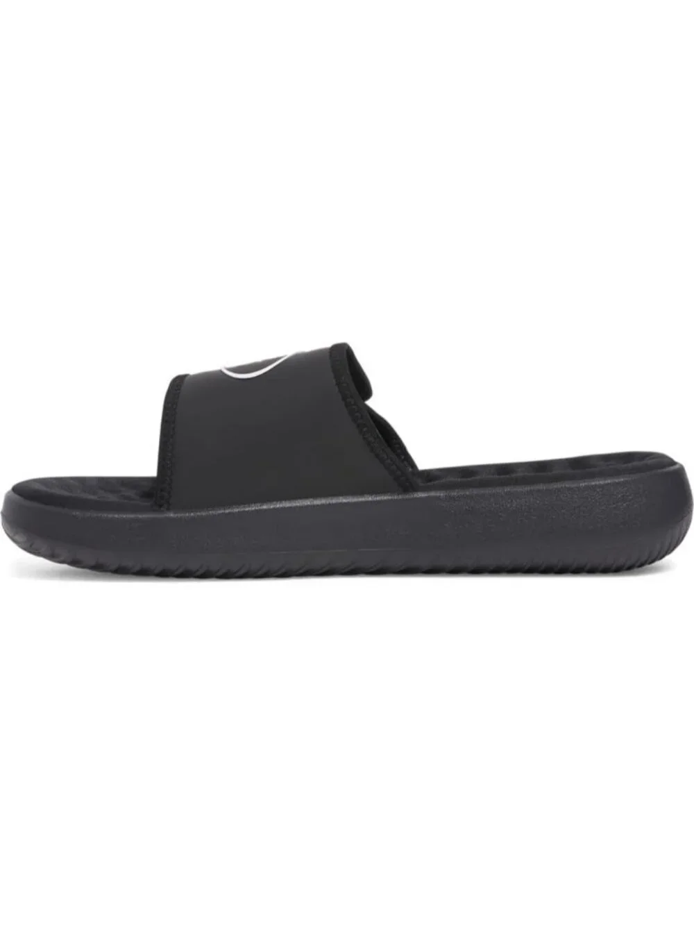 Men's All Black Ignite Pro Slide Comfort Soft Rubber Slip On Flat Sandal Shoes